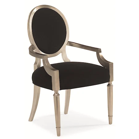 "Chit Chat" Velvet Upholstered Oval Back Dining Arm Chair